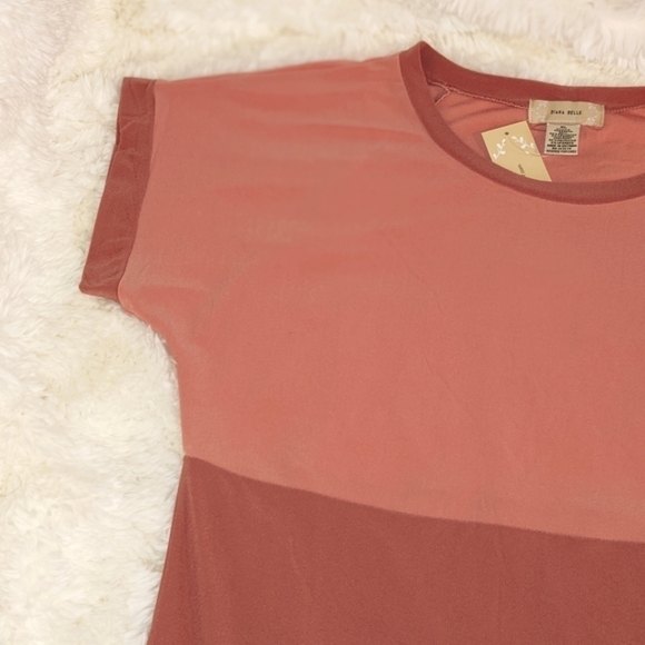 Pink Color Block Short Sleeve Top by Diana Belle NY NWT - Picture 1 of 2